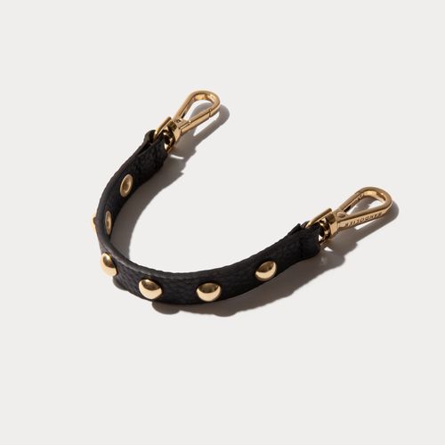 Annie Wristlet in Black/Gold | Genuine Leather |
