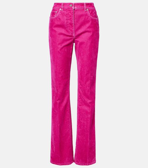 Cotton-blend drill straight pants