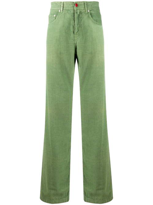 Cotton-Hemp Blend Straight Leg Jeans — Green