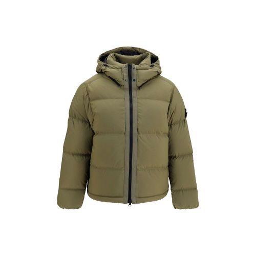 Detachable Hood Polyamide Down Jacket — Beige