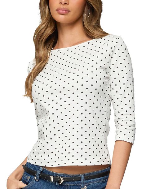 Lela Polka Dot Quarter Sleeve Top