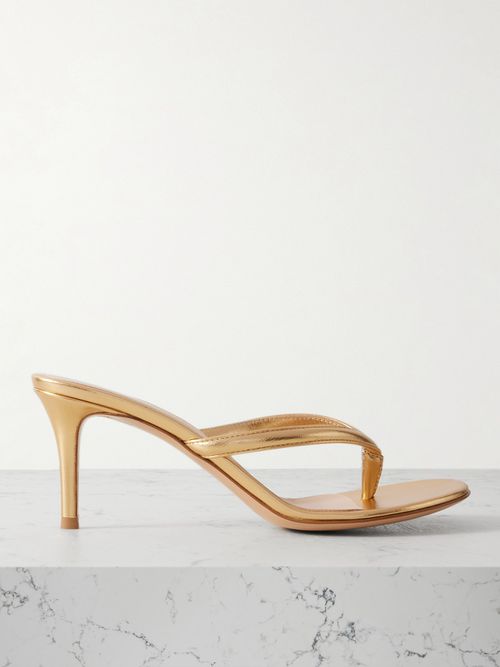 Calypso 70 Metallic Leather Sandals - Gold