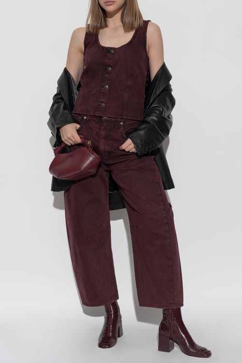 High-waisted Jeans, Women's, Burgundy