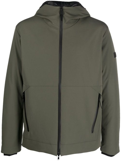 Logo-patch hooded jacket - Green