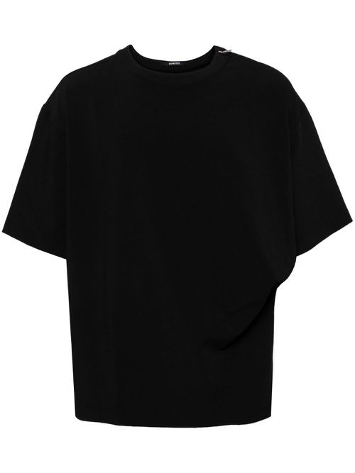 Asymmetric-draped T-shirt - Black