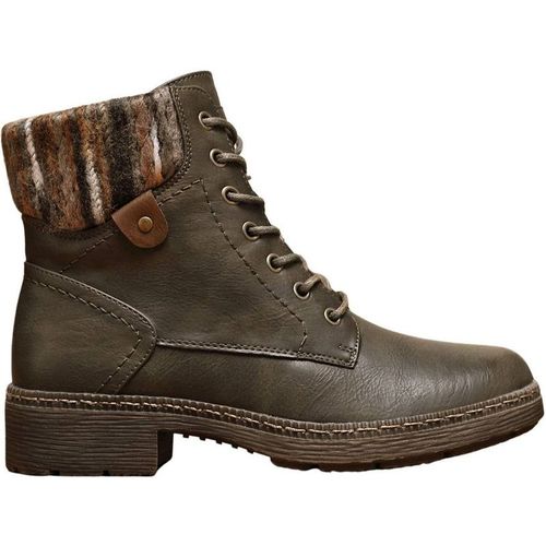 IVACHY Women's Warm Lined Winter Combat Boots with Fur Collar in Khaki