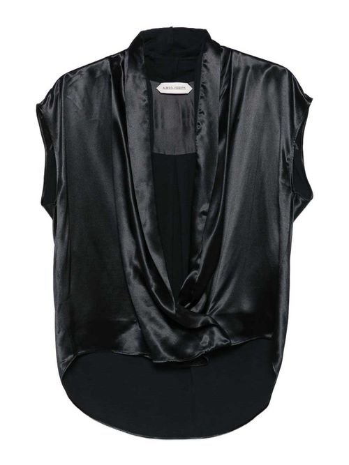 Sleeveless Black Shiny Sat