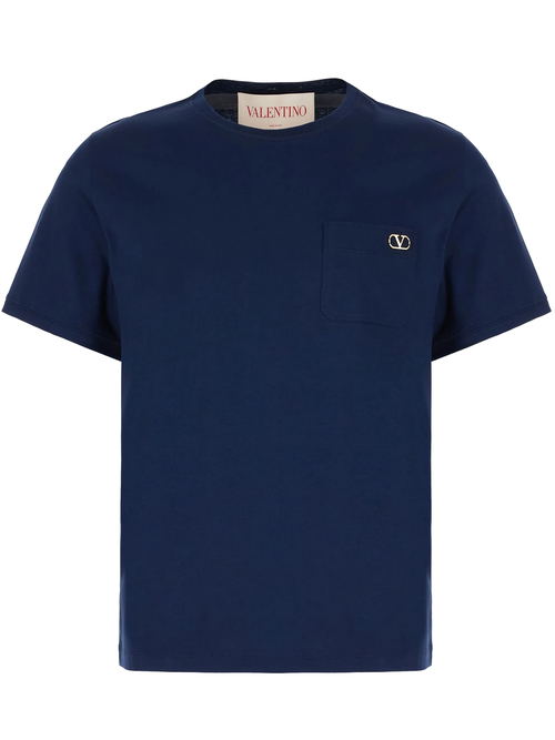 Valentino Plaque Logo T-hirt in Blue - Blue