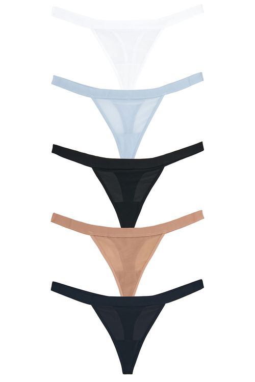 Negative Underwear Sieve Thong 5-pack in Cool - Blue. XS also in S, M