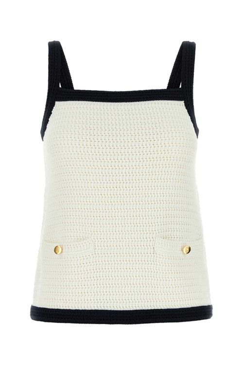 Stretch Crochet Tank Top — White