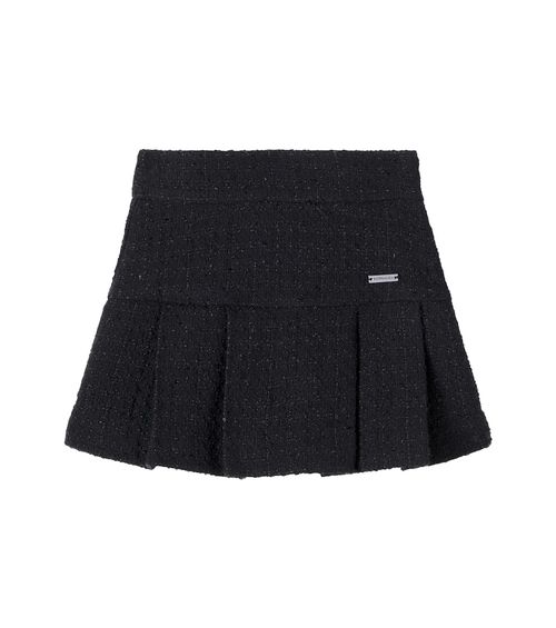 Pleated tweed skirt