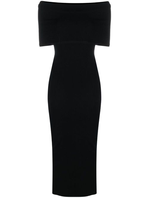 Off-shoulder ribbed dress - Black