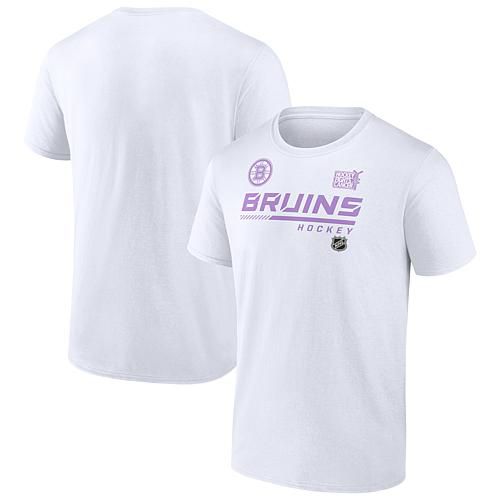 Men's Fanatics White Boston Bruins NHL Hockey Fights Cancer T-Shirt - Size Medium