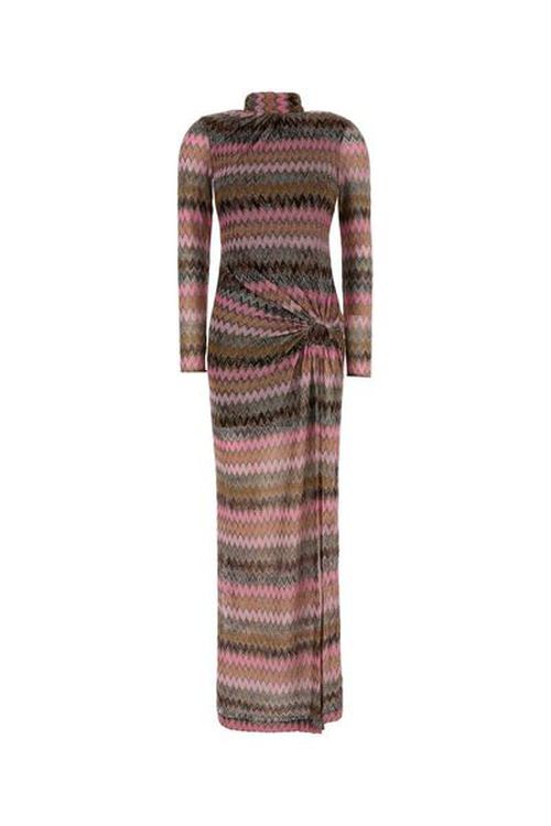 Missoni Long-Sleeved Cut-Out Chevron Maxi Dress