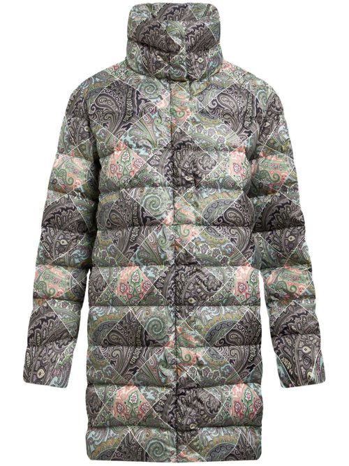 Printed puffer jacket - Green