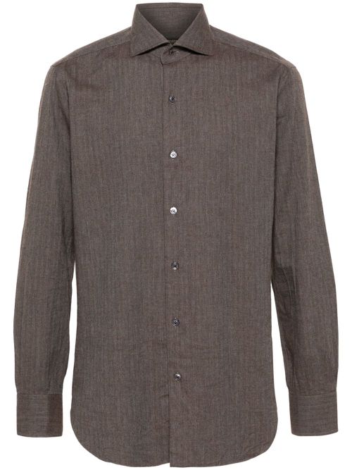 Herringbone-pattern shirt - Brown
