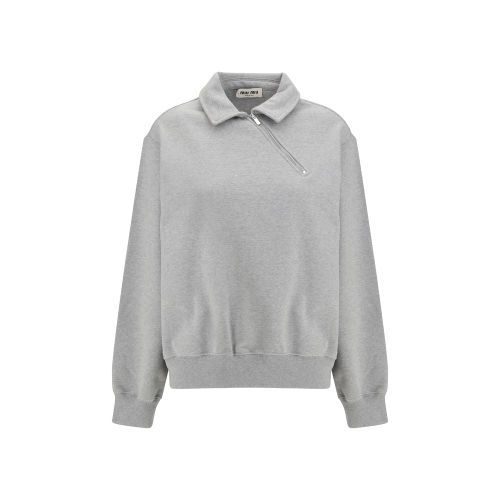 Cotton with Zip Collar Sweatshirt — Gray