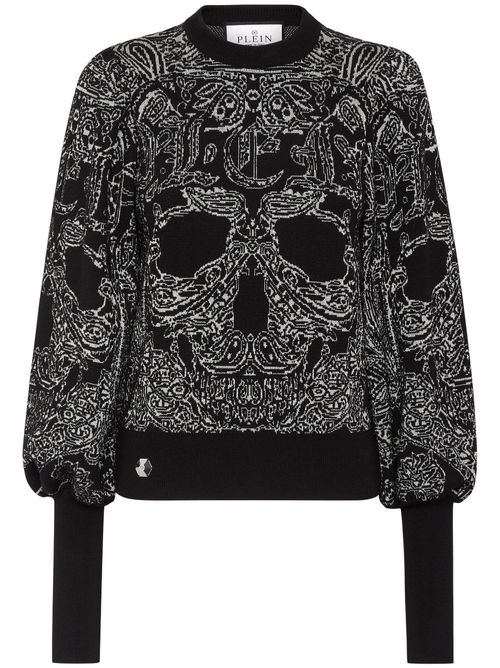Wool & Lurex paisley jumper - Black