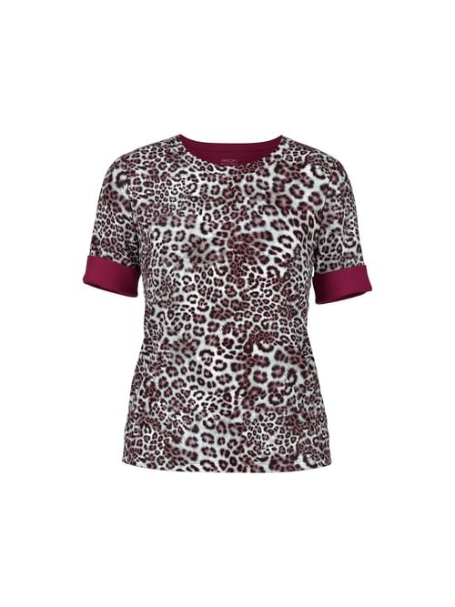 Marc Cain Ribbed shirt with leopard print, red, 34 N
