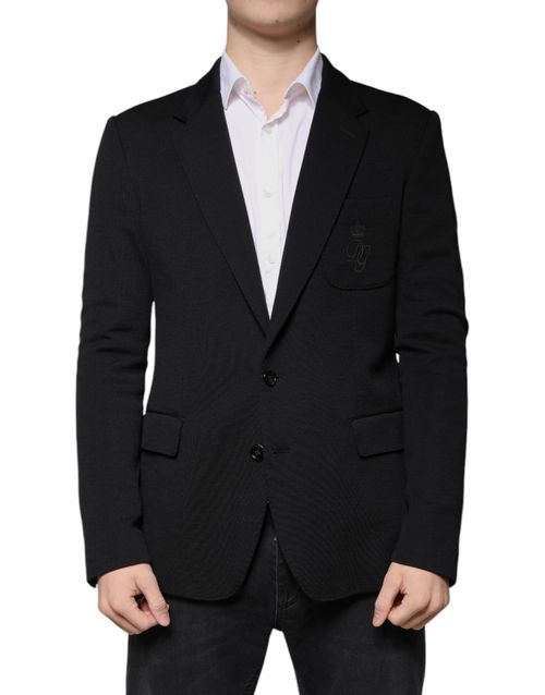 Virgin Wool Single-Breasted Blazer — Black