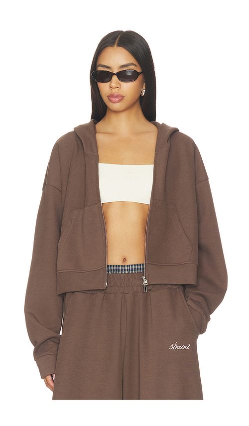 SSAINT Cropped Hoodie in Brown. - S/M also in