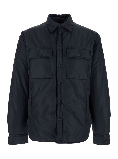 Padded Polyamide with Logo Print Jacket — Black