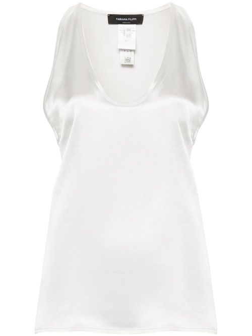 Scoop-neck silk top - Grey