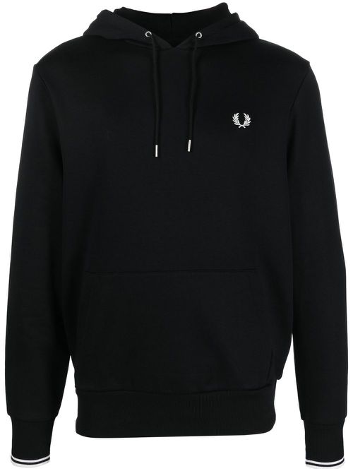 Embroidered-logo detail hoodie - Black