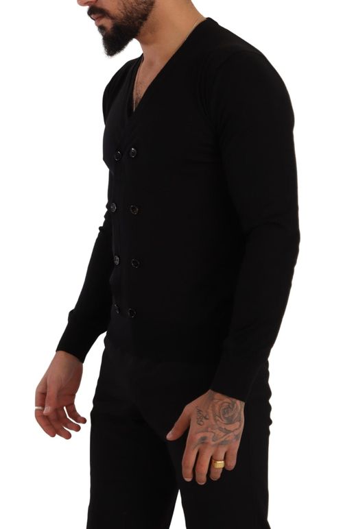 Cashmere Button-Down Cardigan — Black