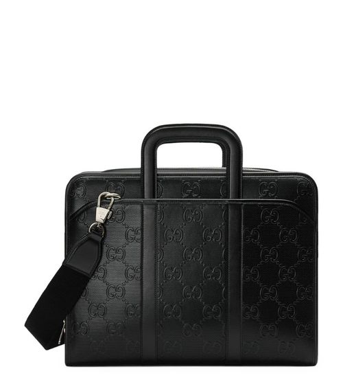 구찌 남성 Medium Embossed Leather Briefcase