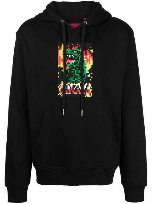 The Monster Attacks graphic-print cotton hoodie - Black