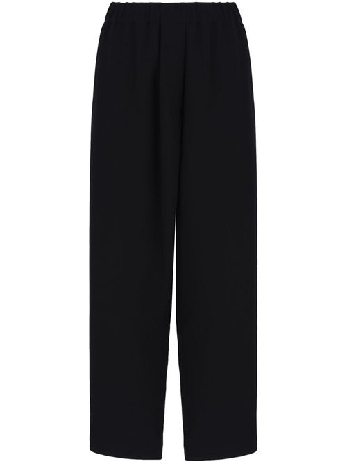 Elasticated-waistband straight-leg silk trousers - Black