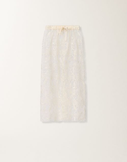 Midi skirt in lace, butter