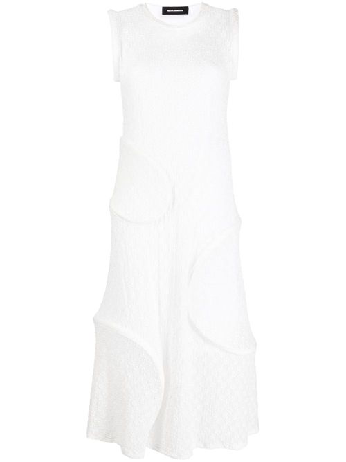 Panelled textured-finish midi dress - White
