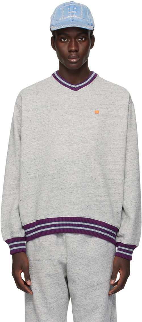 Acne Studios Gray V-Neck Sweater