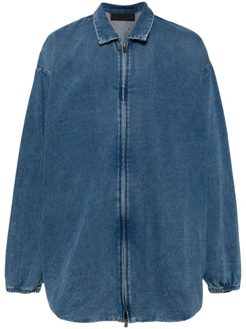 Zip-up denim shirt jacket - Blue