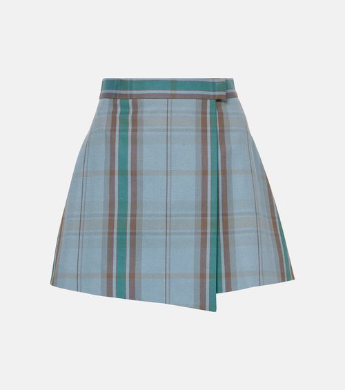 Cut Off tartan cotton and linen miniskirt