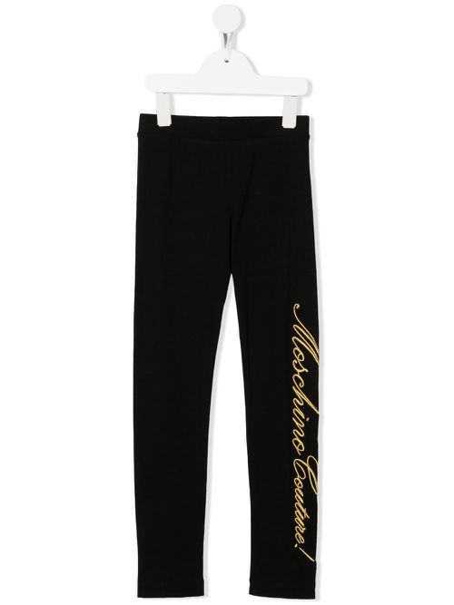 Embroidered-logo detail leggings - Black