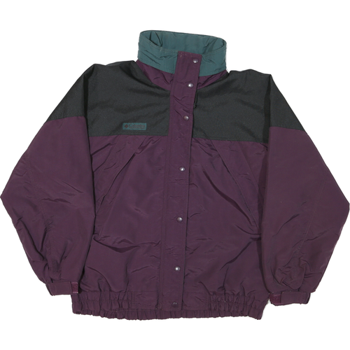 COLUMBIA Womens Purple & Black Outdoor Jacket L Synthetic Woven Zip Plain