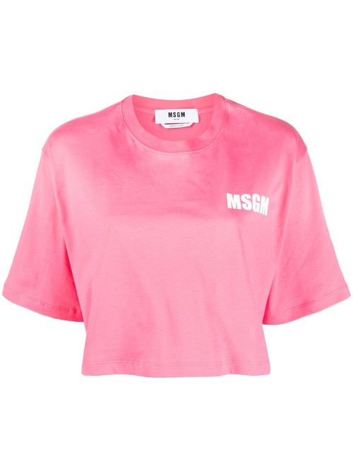 Logo-print cropped T-shirt - Pink