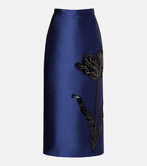 Sequined twill pencil skirt