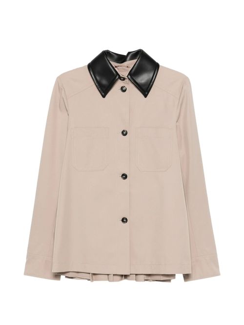Chic Women's Mini Jacket with Leather Shirt Collar and Button Closure