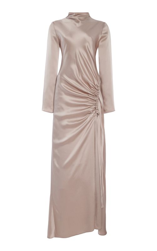 chinese dress ladies La Lune One-Shoulder Gathered Maxi Dress – Georgette