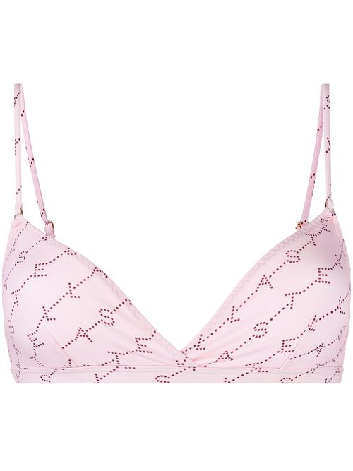 Monogram-print bikini top - Pink