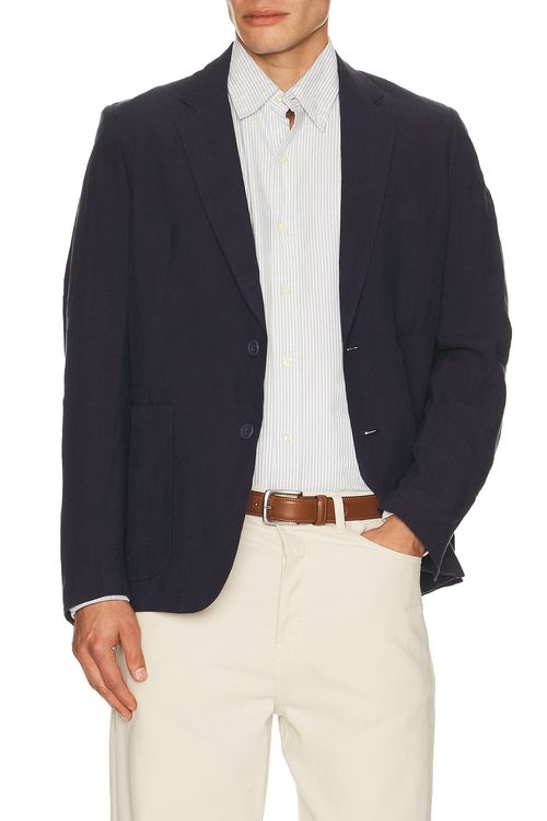Percival Tailored Linen Blazer in Navy - Blue. 36 also