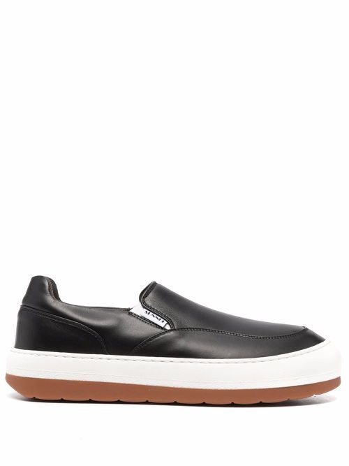 Panelled slip-on leather sneakers - Black