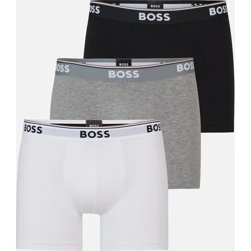Men's BOSS Orange Power Three Pack Mens Stretch Cotton Boxer Briefs With Logos NOS - White - Size: 35/34/32