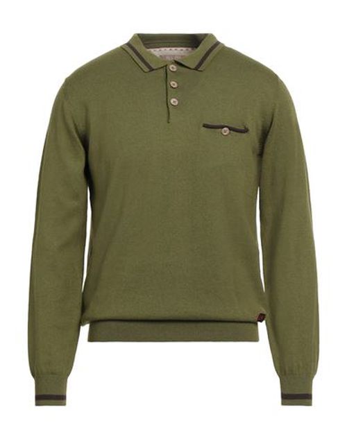 Man Sweater Military green Size L Cotton, Wool