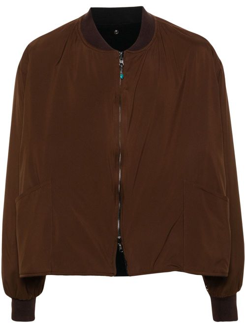 Reversible cropped bomber jacket - Brown