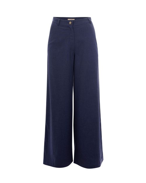 High-Rise Flared Trousers — Navy